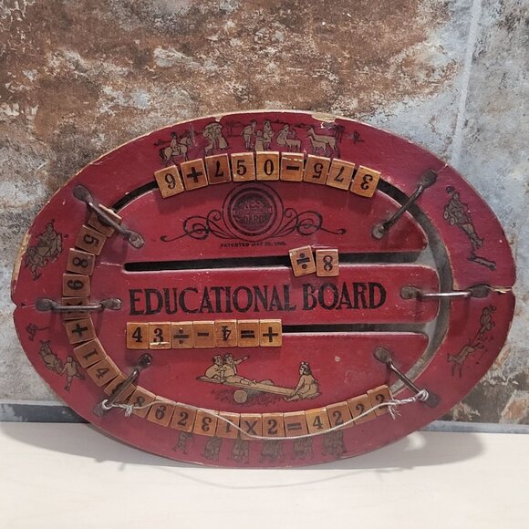 Vintage Cress Educational Board Reversible Red Oval Educational Toy - Picture 2 of 12